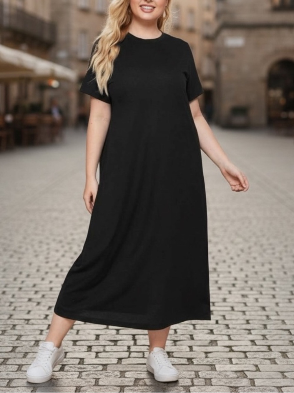NEW• ZEN BOHEMIAN ALL BLACK MIDI COTTON COMFY DRESS• 2X